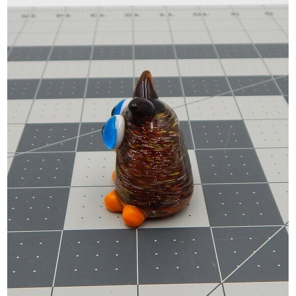 Hand Blown Art Glass Miniature 1.5 Inch Owl Figurine Glass Aventurine Gold Fleck - Picture 2 of 7